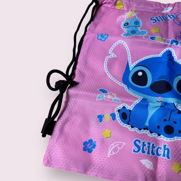 New In Package Disney Lilo & Stitch Pink Drawstring Backpack Aloha Scrump Stars - Picture 2 of 8